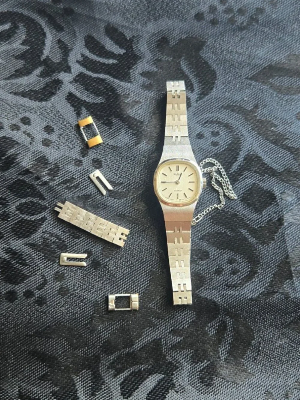 Vintage Women's PULSAR Silver Tone Link Bracelet Watch